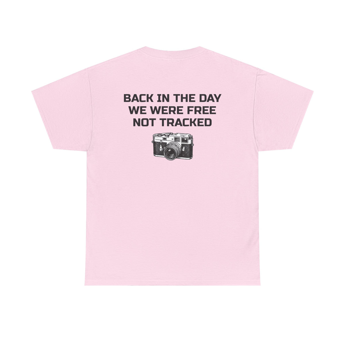 Retro Payphone T‑Shirt — "Back in the Day We Were Free Not Tracked" Vintage Camera Tee