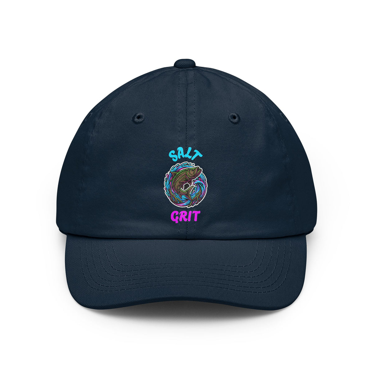 Salt Grit Dad Hat - Retro Neon Beach Wave Embroidered Cap