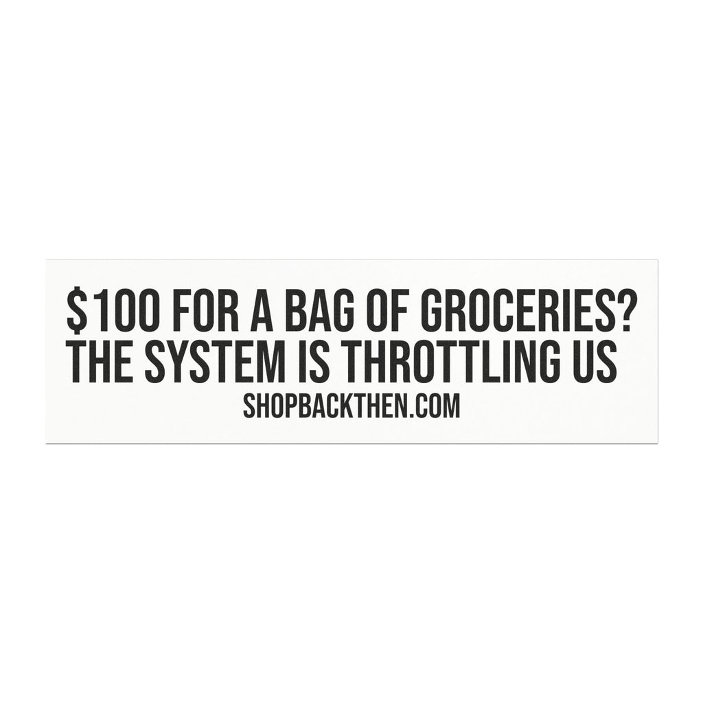 100 for a Bag of Groceries? The System Is Throttling Us — Political Bumper Magnet