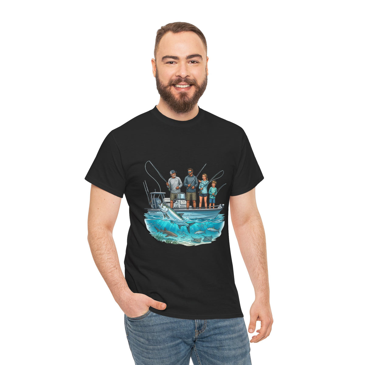 Fishing Family Tee - "Three Generations on the Flats" Graphic T-Shirt