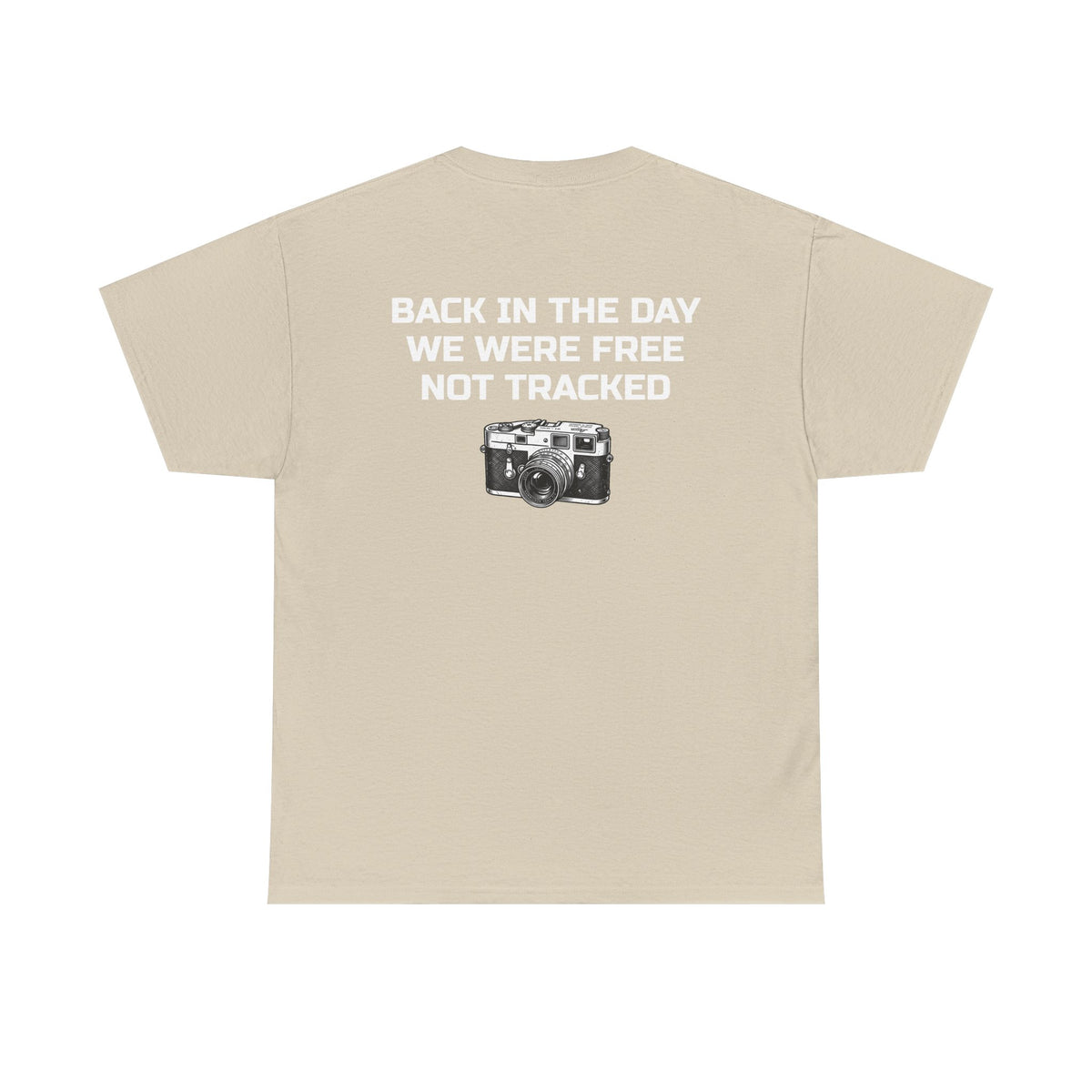 Retro Payphone T‑Shirt — "Back in the Day We Were Free Not Tracked" Vintage Camera Tee