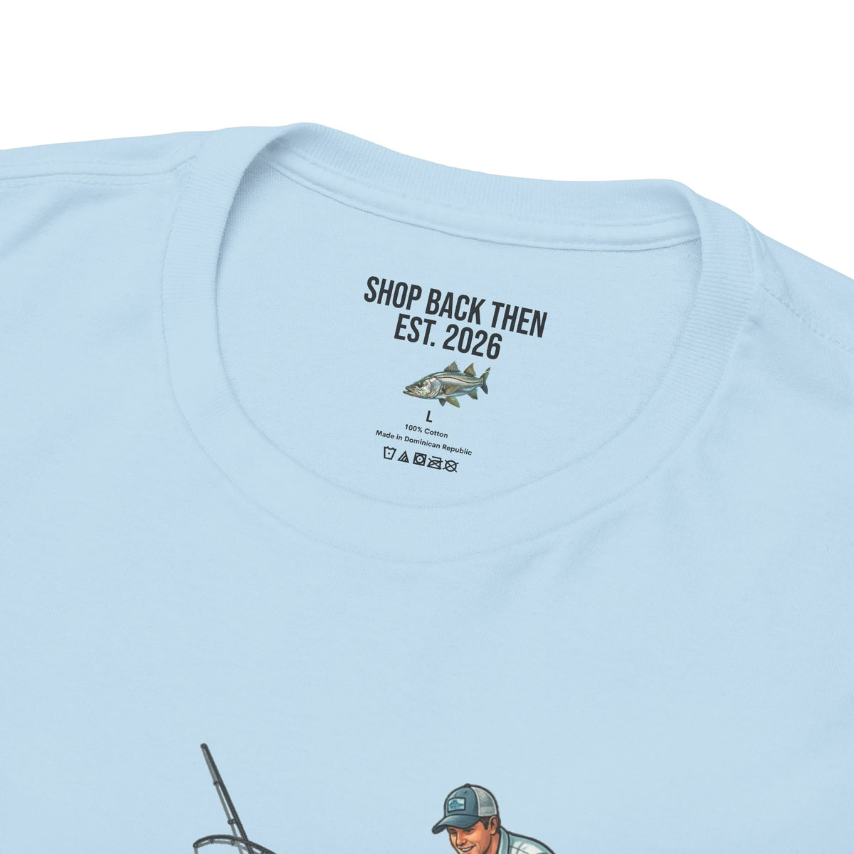 Fishing Dock T‑Shirt — Angler on Pier with Giant Fish Illustration