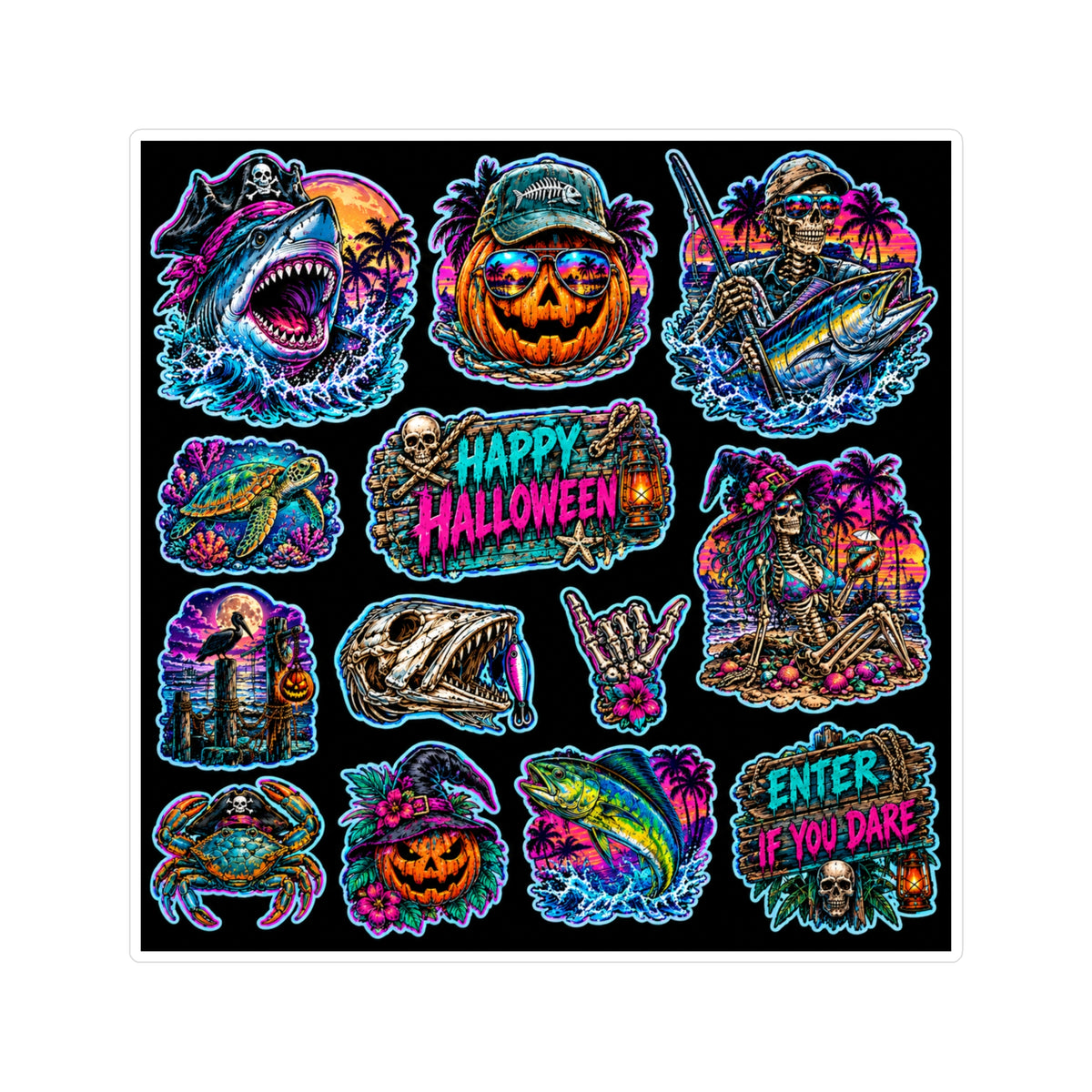 Halloween Neon Sticker Sheet – Kiss-Cut Vinyl Stickers