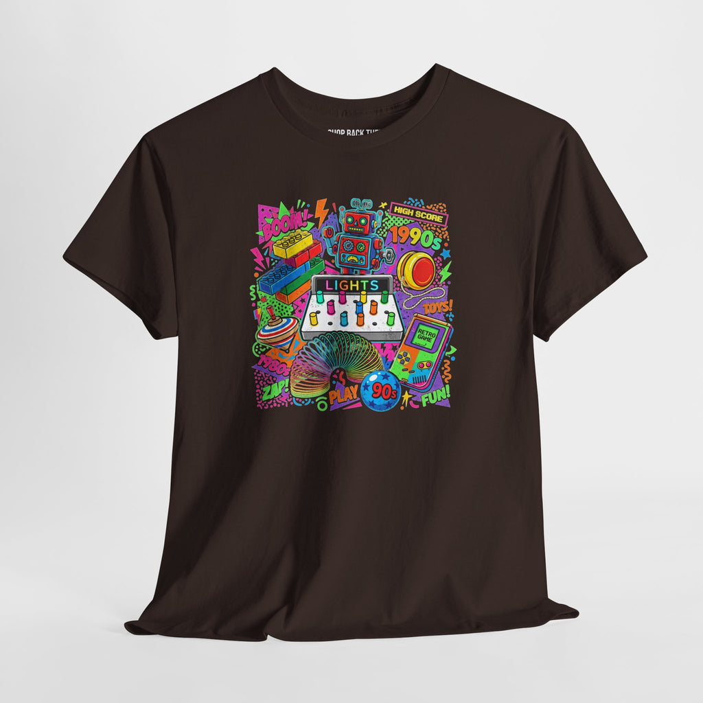Retro Arcade Collage T‑Shirt — 80s Neon Gaming Nostalgia