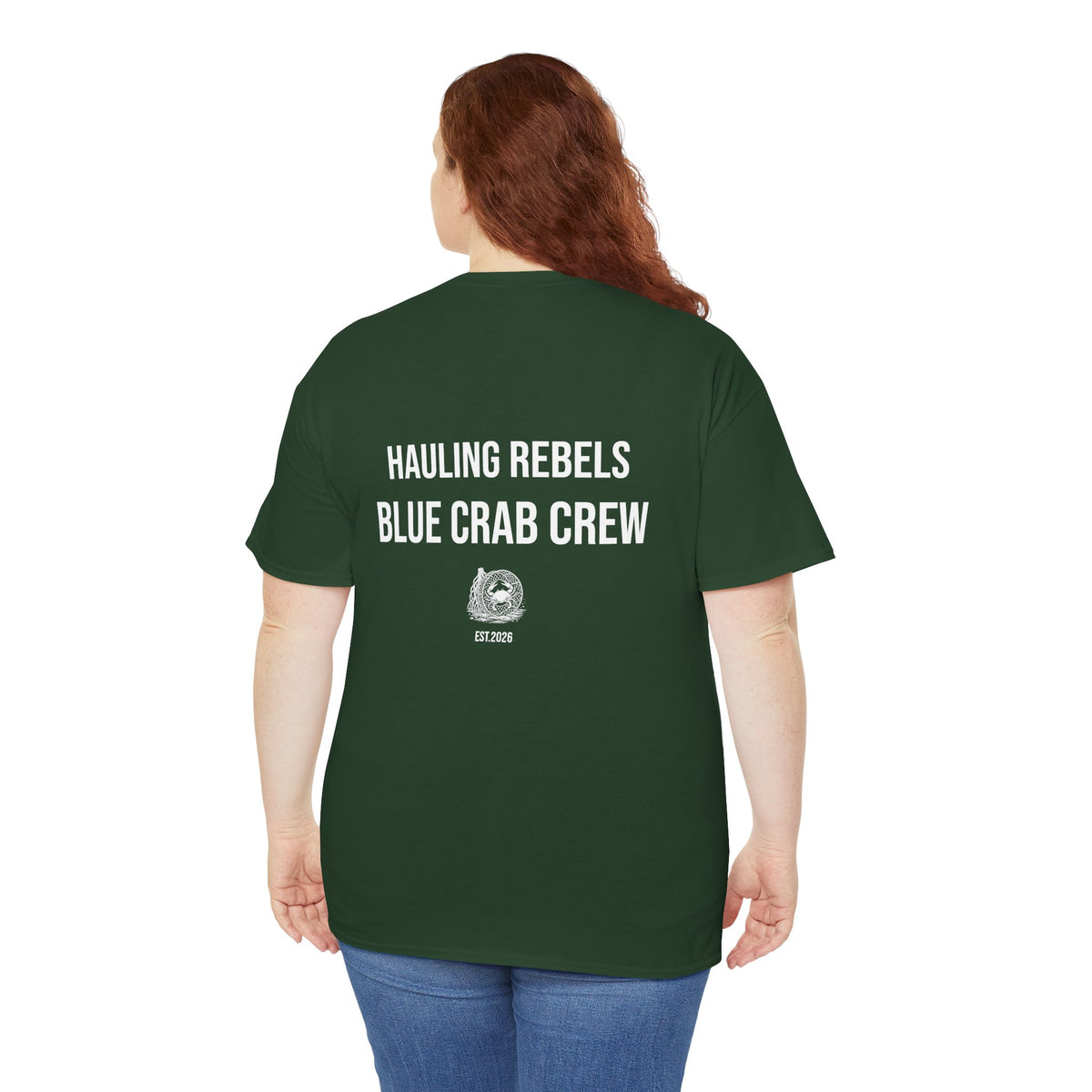 Crab Crew Graphic Tee — "Hauling Rebels Blue Crab Crew" Cotton T-Shirt