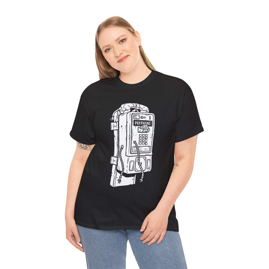 Retro Payphone T‑Shirt — "Back in the Day We Were Free Not Tracked" Vintage Camera Tee