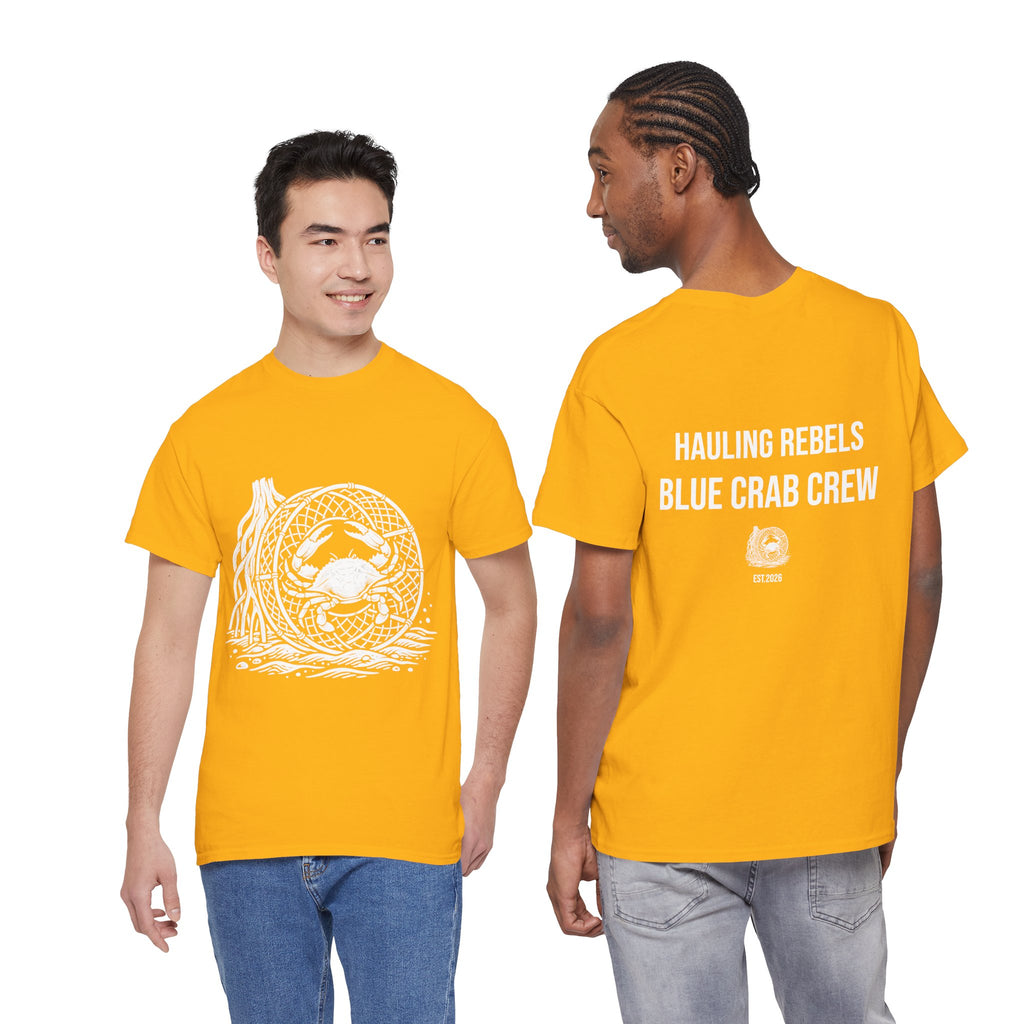 Crab Crew Graphic Tee — "Hauling Rebels Blue Crab Crew" Cotton T-Shirt