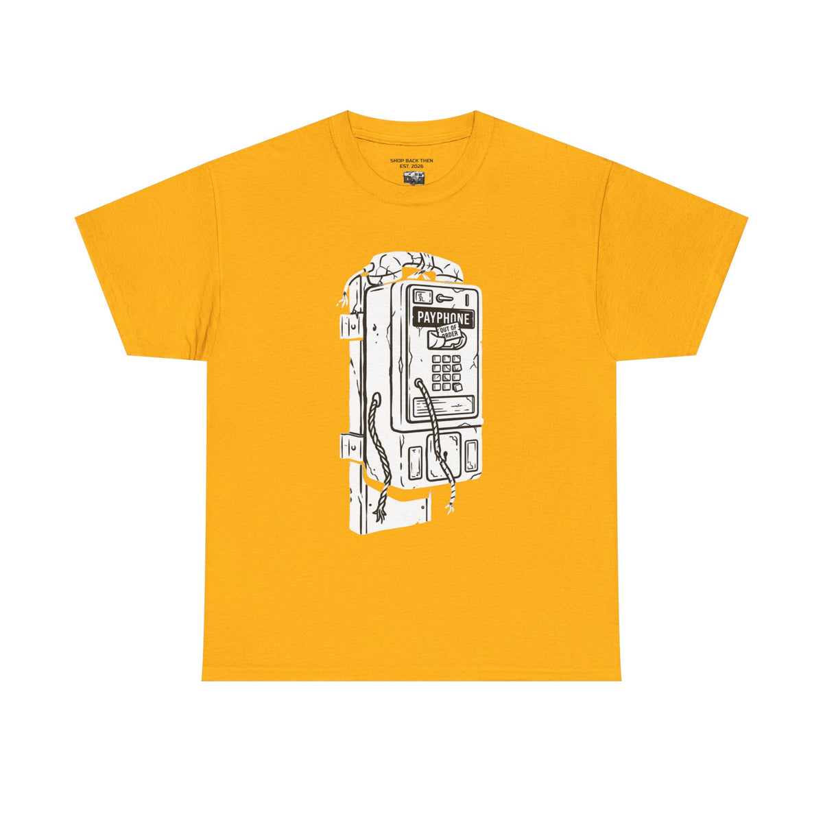 Retro Payphone T‑Shirt — "Back in the Day We Were Free Not Tracked" Vintage Camera Tee