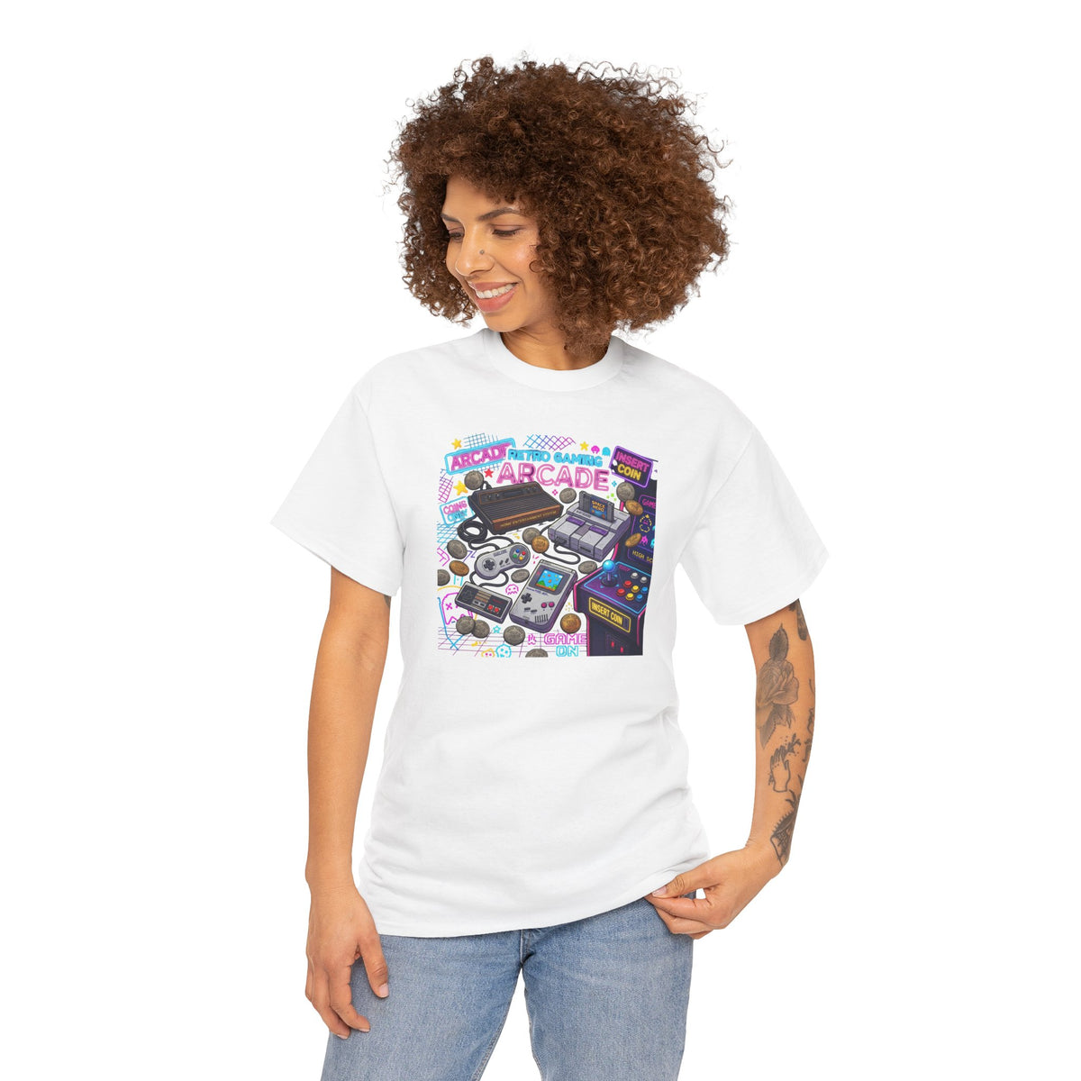 Retro Arcade Gaming T-Shirt — Classic Consoles & Cabinets Graphic Tee