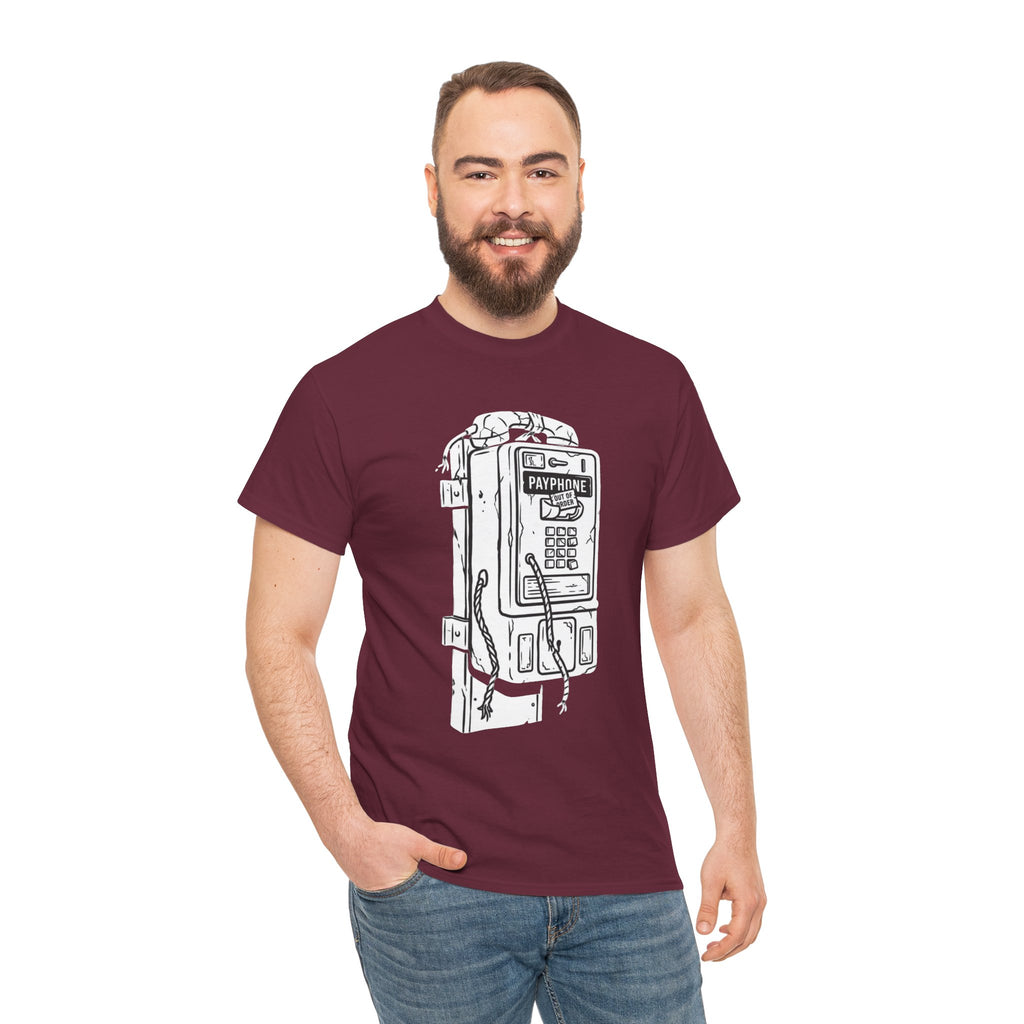 Retro Payphone T‑Shirt — "Back in the Day We Were Free Not Tracked" Vintage Camera Tee