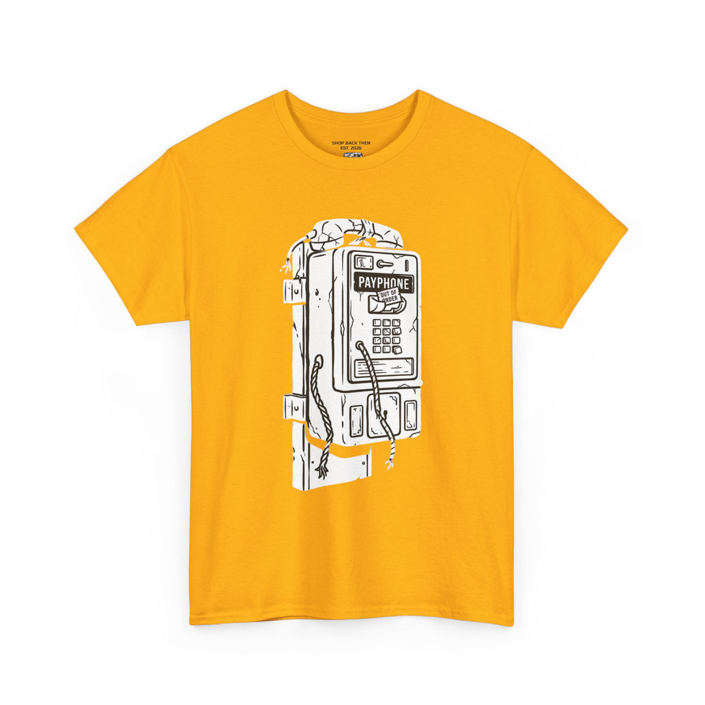 Retro Payphone T‑Shirt — "Back in the Day We Were Free Not Tracked" Vintage Camera Tee