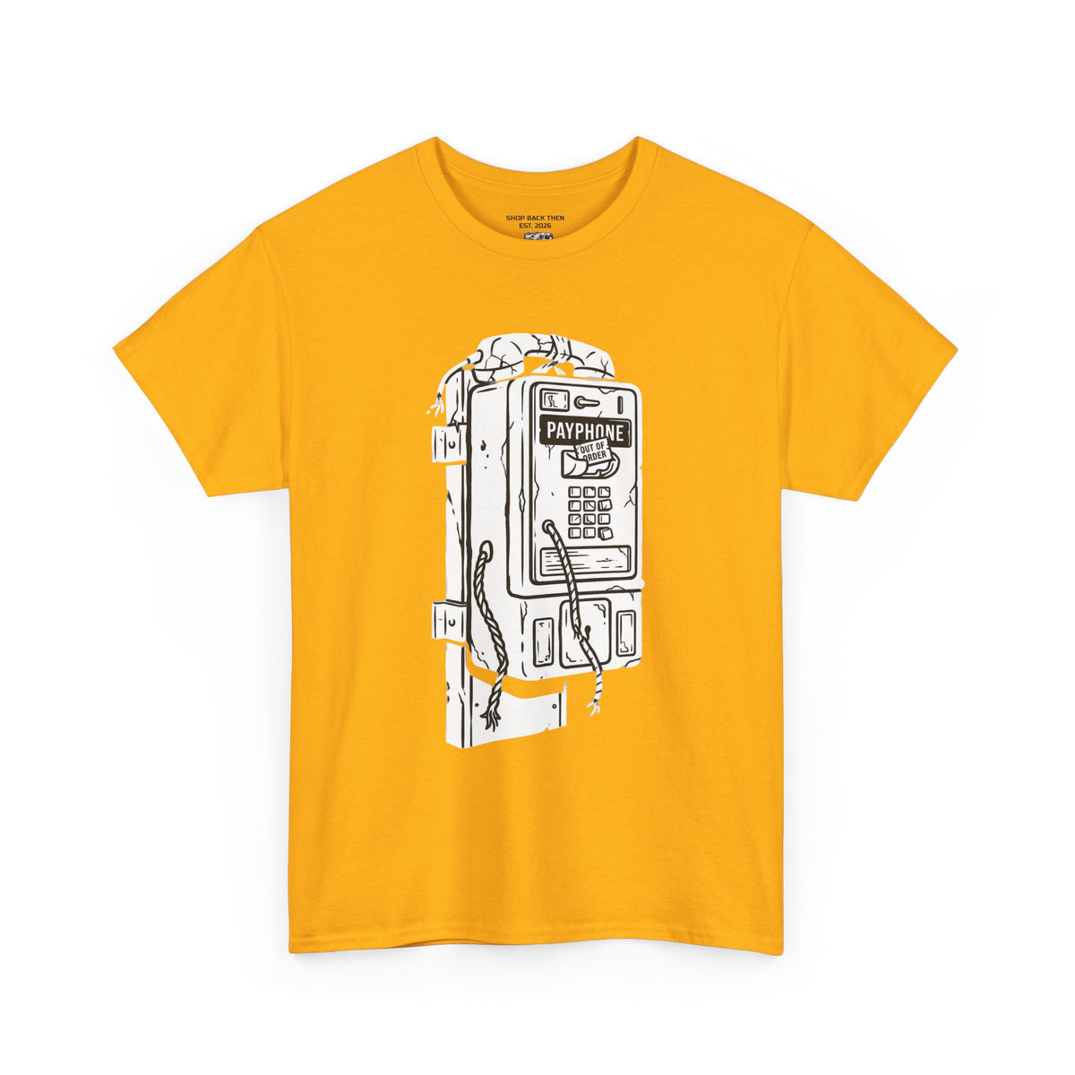 Retro Payphone T‑Shirt — "Back in the Day We Were Free Not Tracked" Vintage Camera Tee