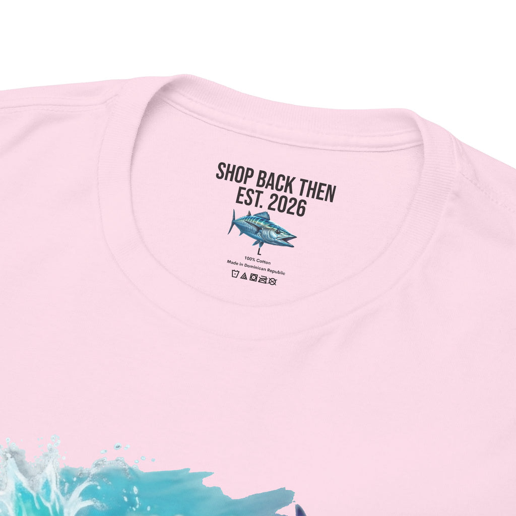 Wahoo Ocean Fishing Tee — Painterly Blue Marlin-Style Graphic