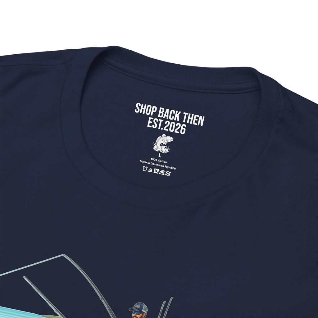Fishing Boat Scene T‑Shirt — Vintage Underwater Trout Illustration
