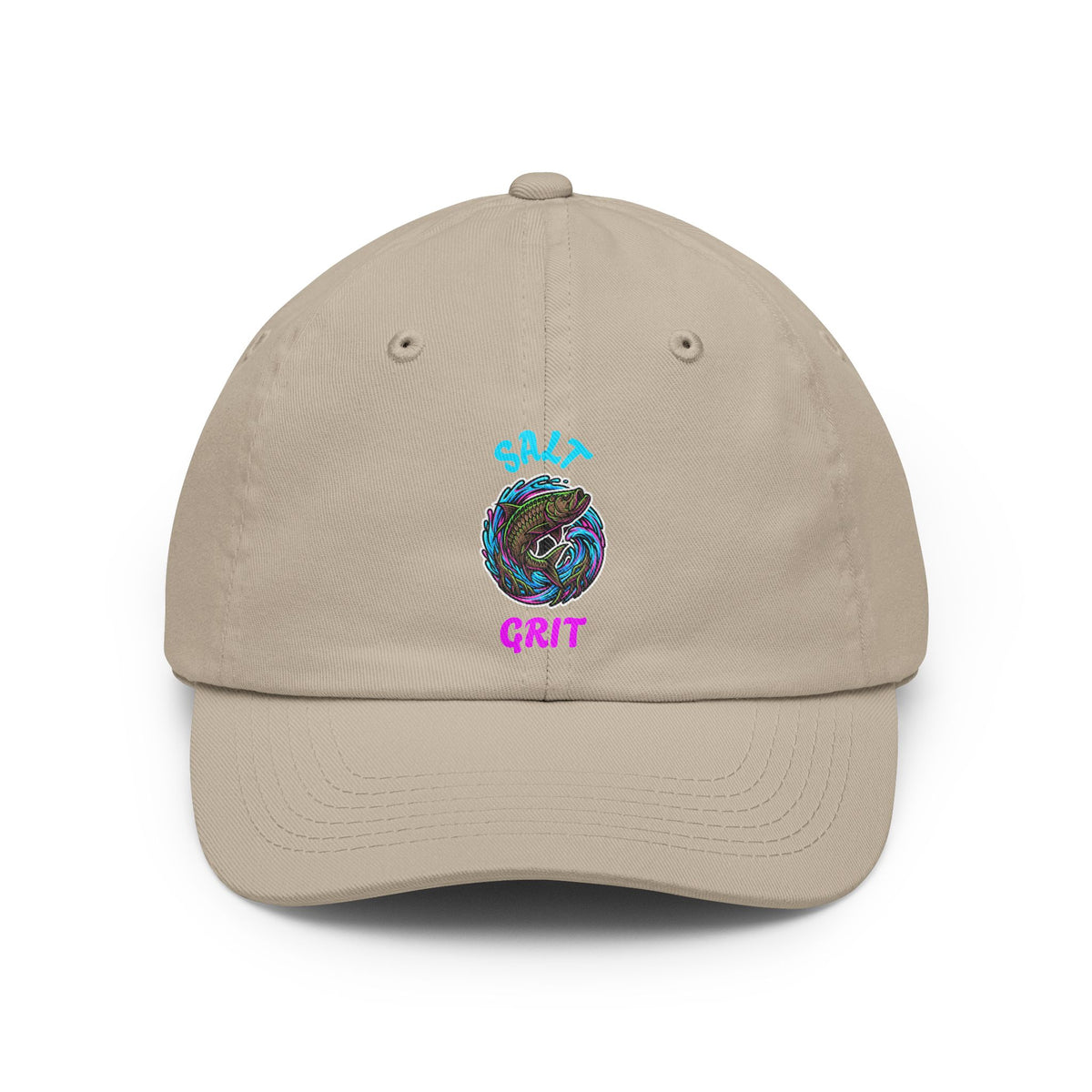 Salt Grit Dad Hat - Retro Neon Beach Wave Embroidered Cap