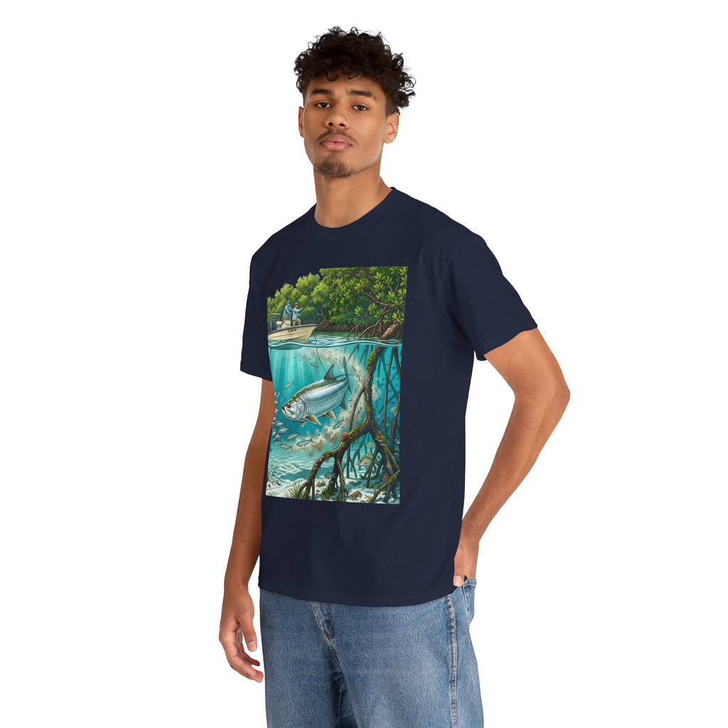 Fishing T-Shirt — "Back-Bay Rebel" Mangrove Born Graphic Tee