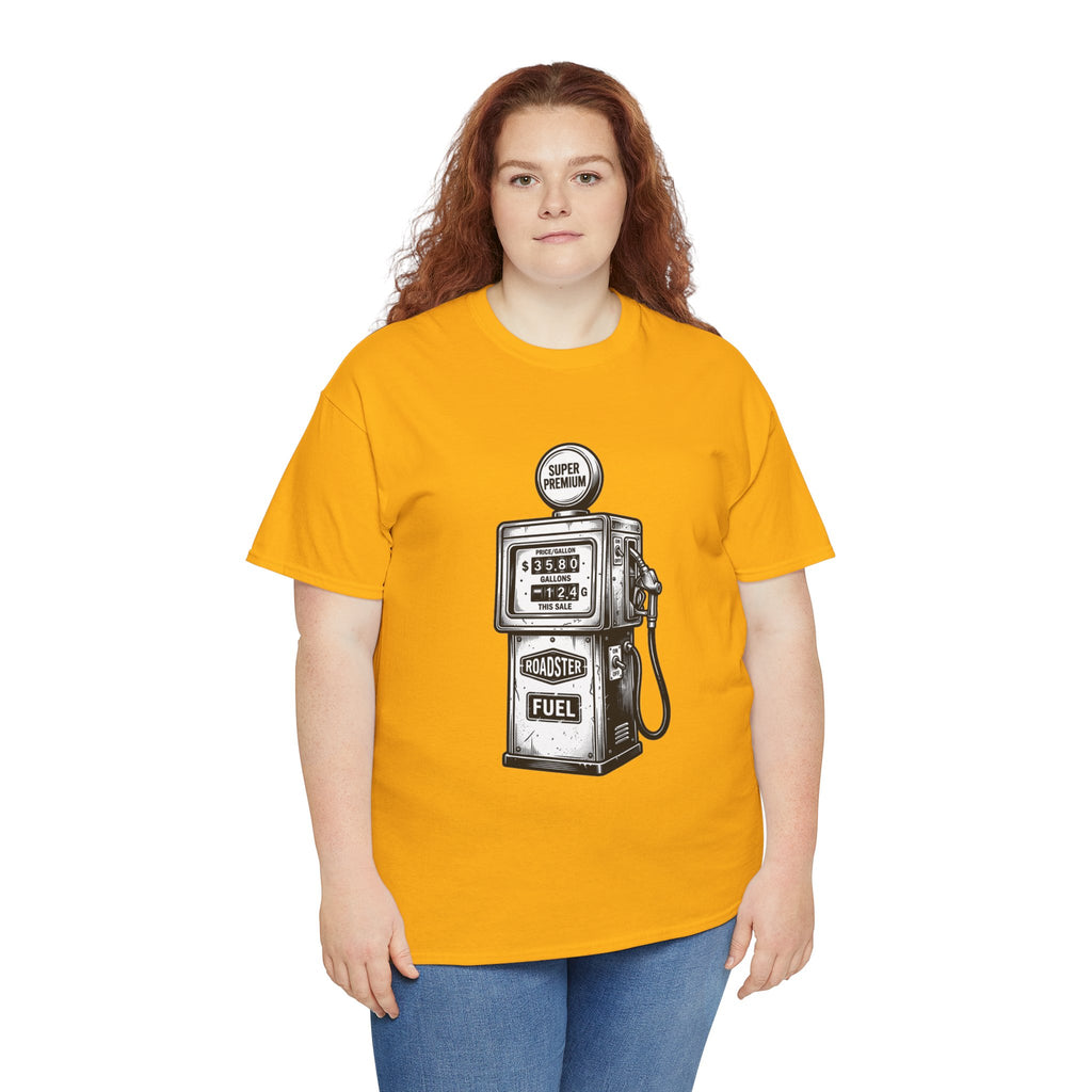 Vintage Gas Pump T-Shirt — “1975 Vintage Series: 36 9/10 A Gallon” Retro Fuel Tee