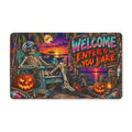 Halloween Welcome Doormat — "Welcome Enter If You Dare" Polyester Outdoor Mat