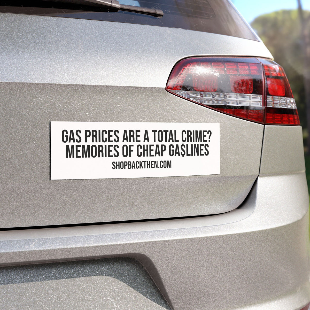 Car Magnet - "Gas Prices Are a Total Crime? Memories of Cheap Gaslines" Retro Nostalgia Bumper Sticker