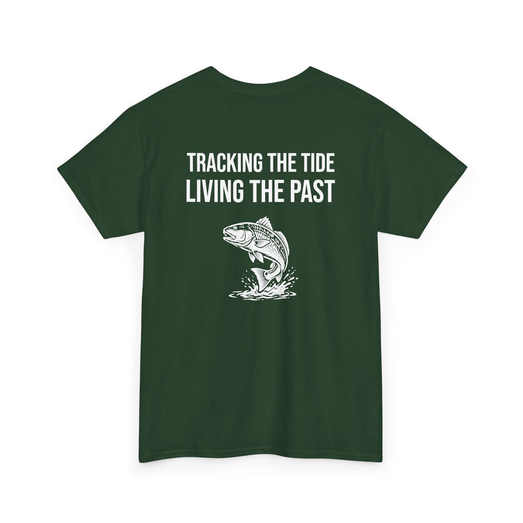 Fishing Tee — "Tracking the Tide, Living the Past" Graphic Shirt