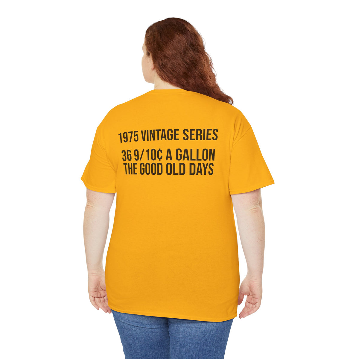 Vintage Gas Pump T-Shirt — “1975 Vintage Series: 36 9/10 A Gallon” Retro Fuel Tee