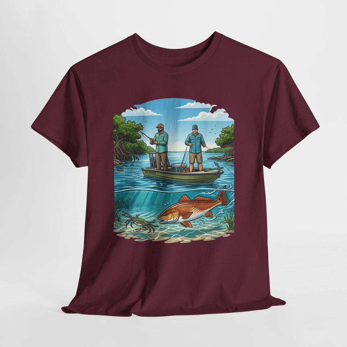 Fishing Tee — "Tracking the Tide, Living the Past" Graphic Shirt
