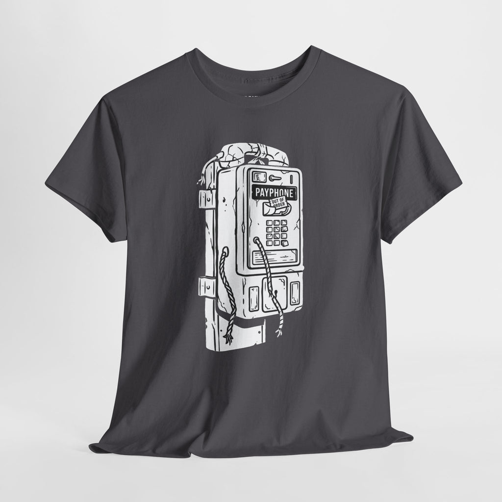 Retro Payphone T‑Shirt — "Back in the Day We Were Free Not Tracked" Vintage Camera Tee