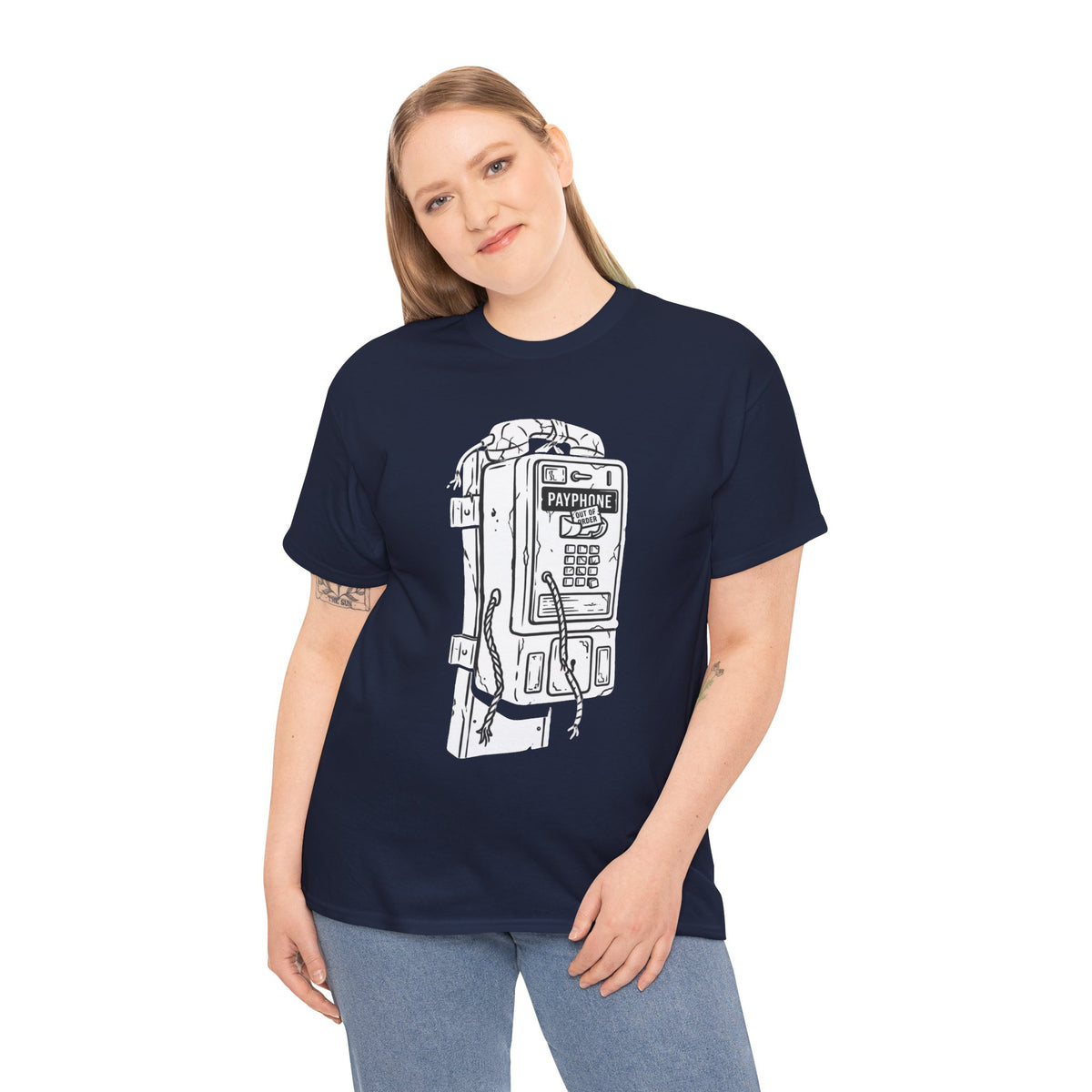 Retro Payphone T‑Shirt — "Back in the Day We Were Free Not Tracked" Vintage Camera Tee