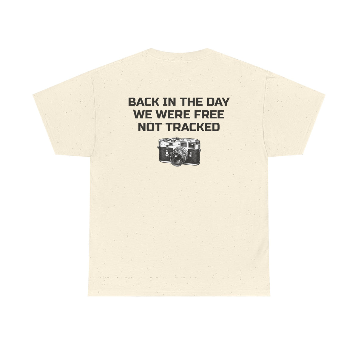 Retro Payphone T‑Shirt — "Back in the Day We Were Free Not Tracked" Vintage Camera Tee