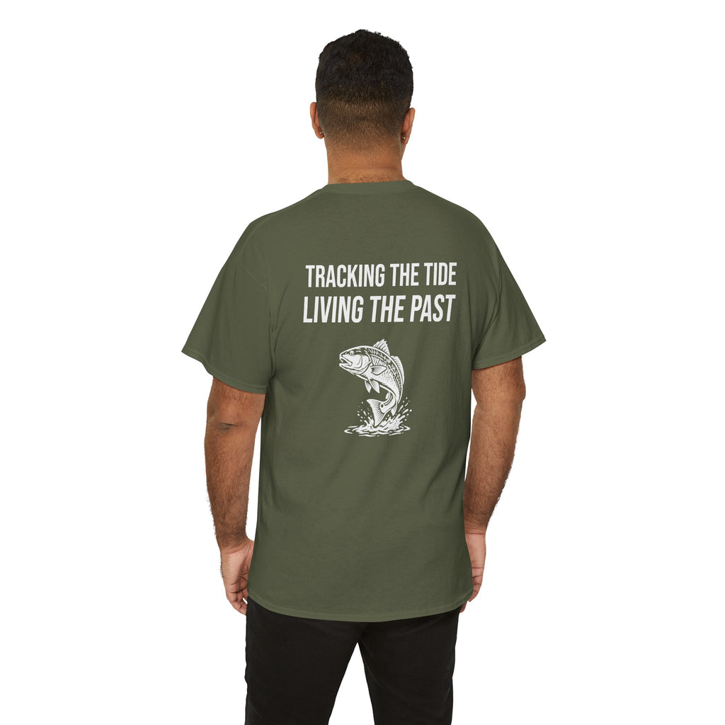 Fishing Tee — "Tracking the Tide, Living the Past" Graphic Shirt