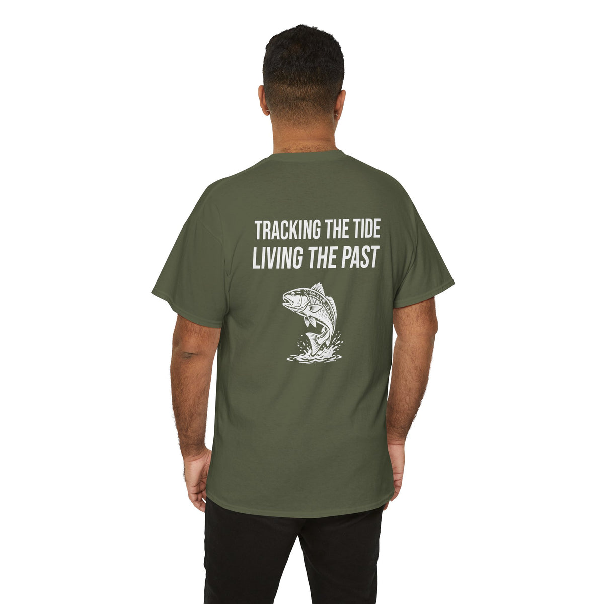 Fishing Tee — "Tracking the Tide, Living the Past" Graphic Shirt