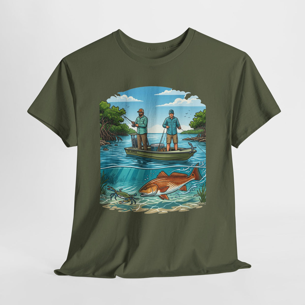 Fishing Tee — "Tracking the Tide, Living the Past" Graphic Shirt