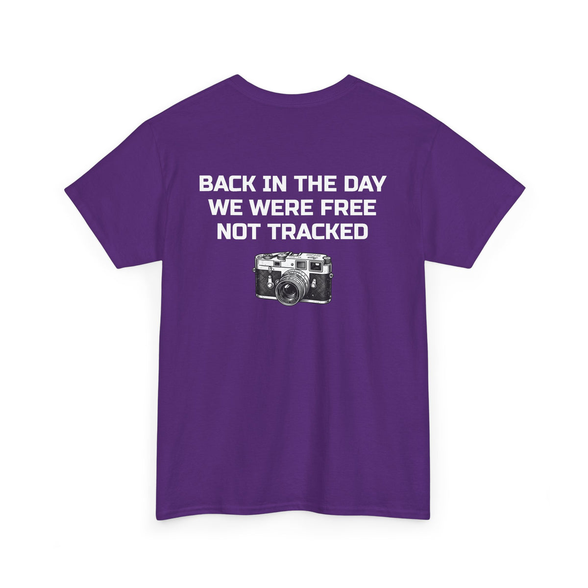 Retro Payphone T‑Shirt — "Back in the Day We Were Free Not Tracked" Vintage Camera Tee