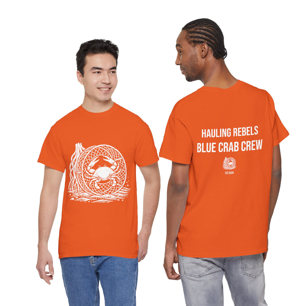 Crab Crew Graphic Tee — "Hauling Rebels Blue Crab Crew" Cotton T-Shirt