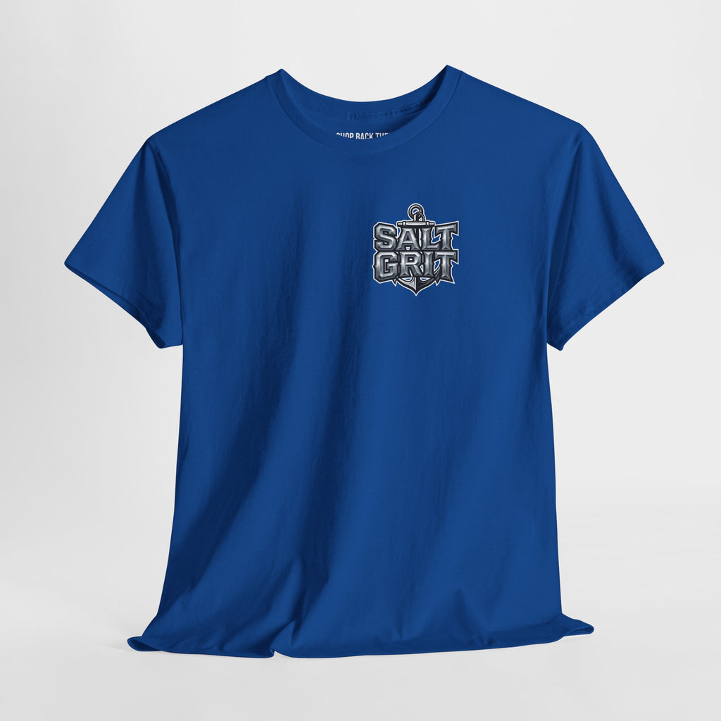 Mahi-Mahi Fishing Tee — “Salt Grit” Logo Front & Leaping Fish Back