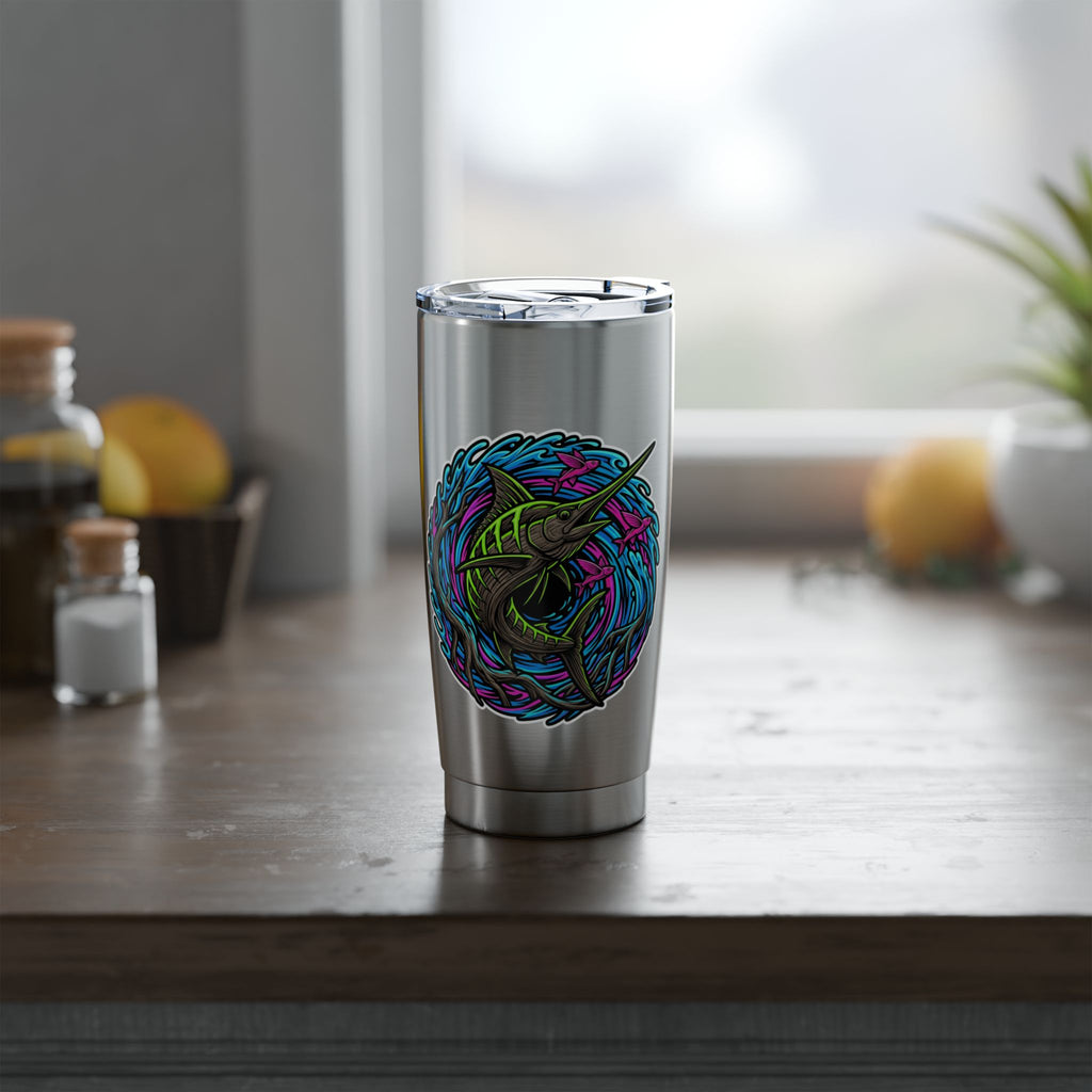 Vagabond 20oz Tumbler — Colorful Nomad Travel Mug with 'Savage Spirit' Graphic