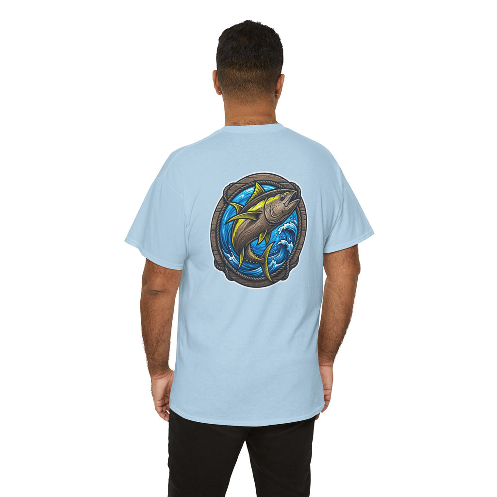 T-Shirt — Nautical Tuna Fishing Tee (Anchor Chest Logo, Back Marlin Graphic)