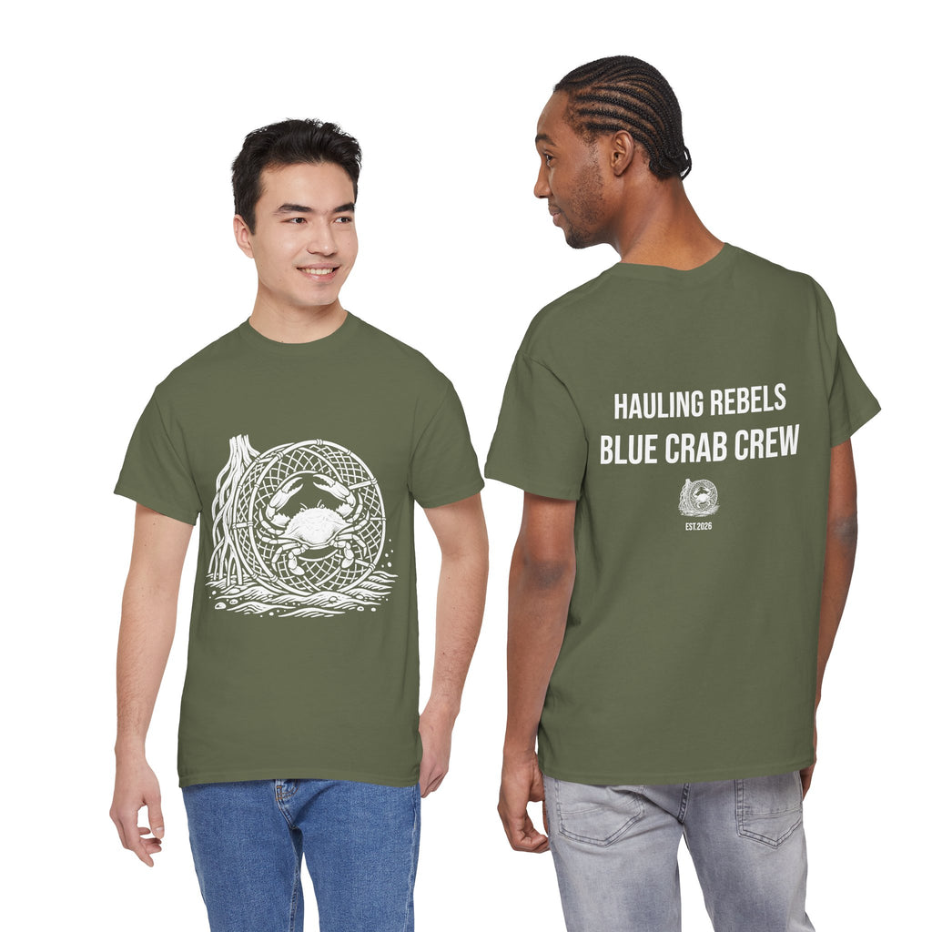Crab Crew Graphic Tee — "Hauling Rebels Blue Crab Crew" Cotton T-Shirt