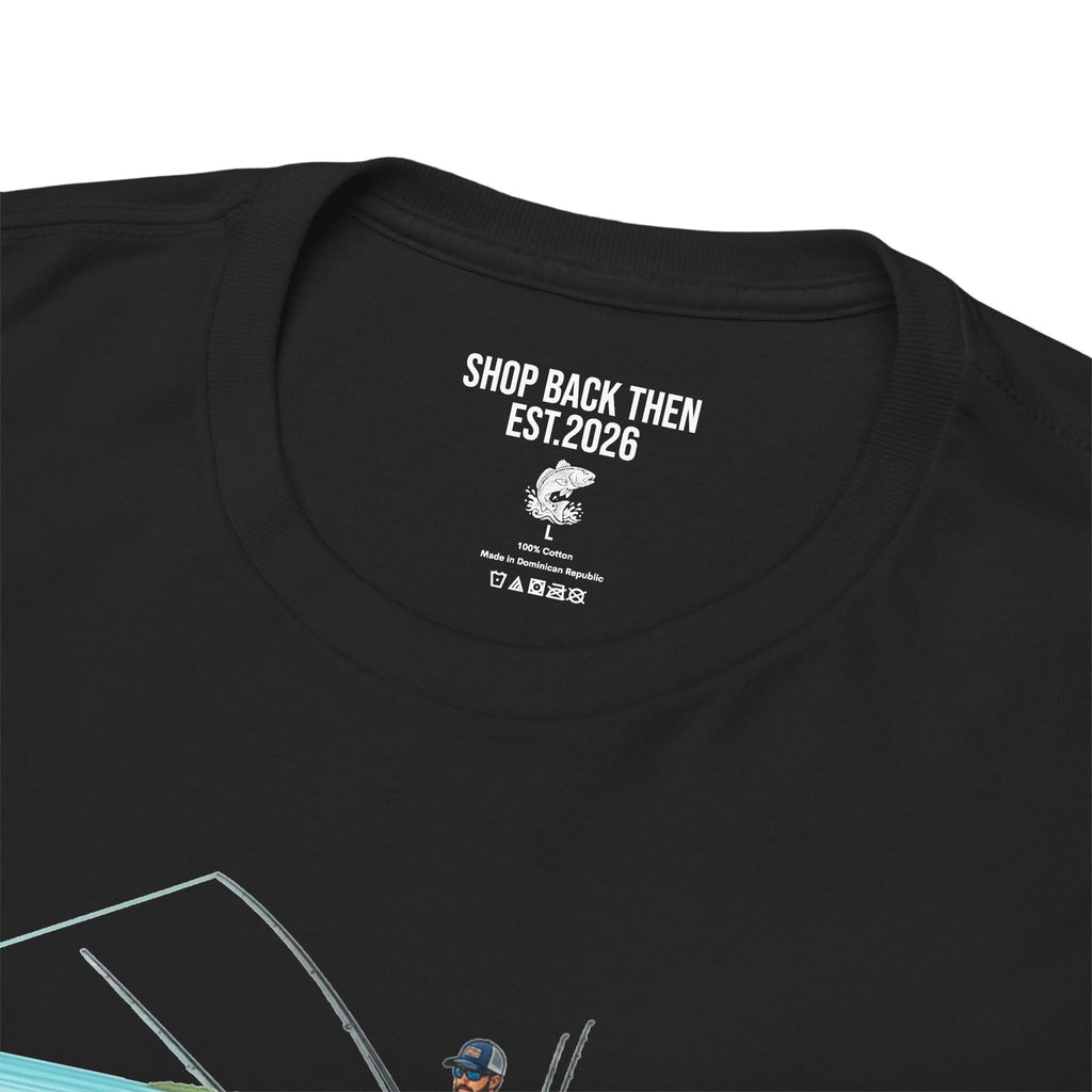 Fishing Boat Scene T‑Shirt — Vintage Underwater Trout Illustration