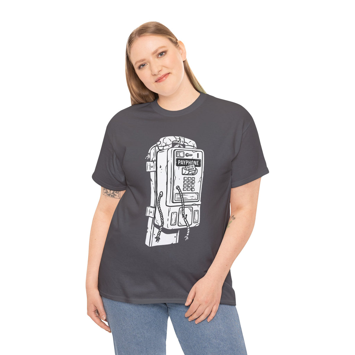 Retro Payphone T‑Shirt — "Back in the Day We Were Free Not Tracked" Vintage Camera Tee