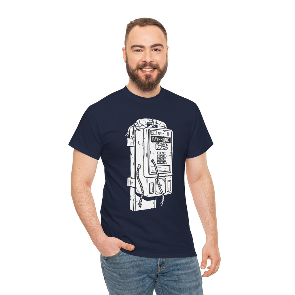 Retro Payphone T‑Shirt — "Back in the Day We Were Free Not Tracked" Vintage Camera Tee