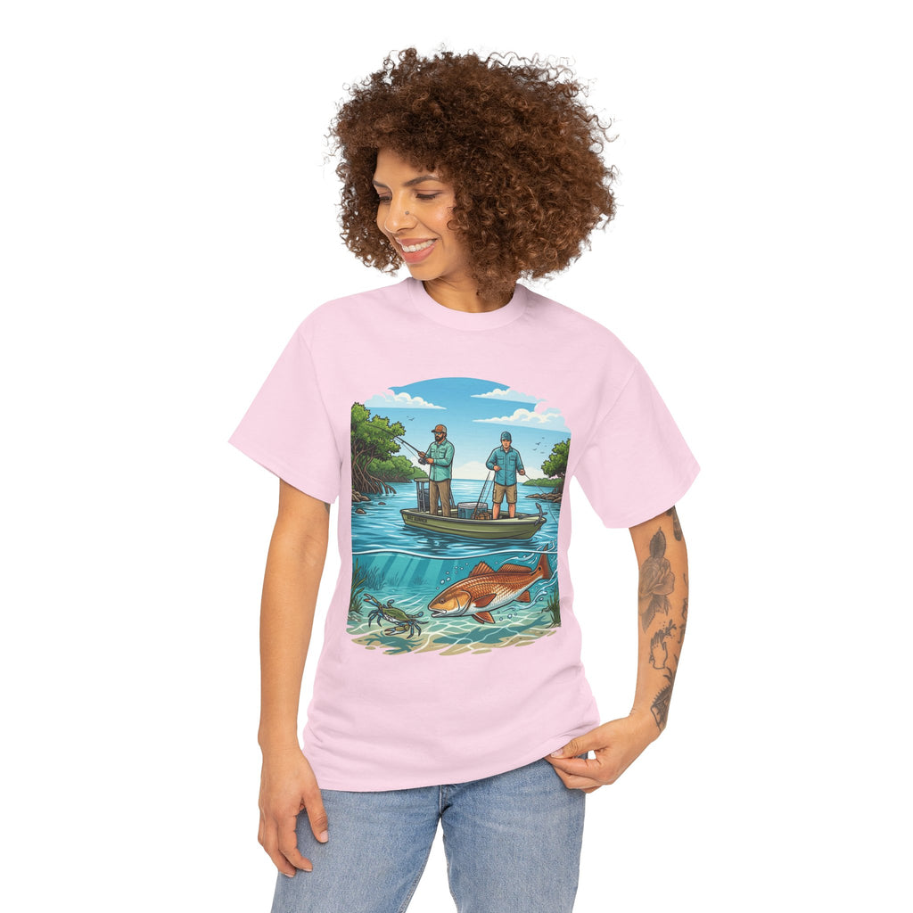Fishing Tee — "Tracking the Tide, Living the Past" Graphic Shirt