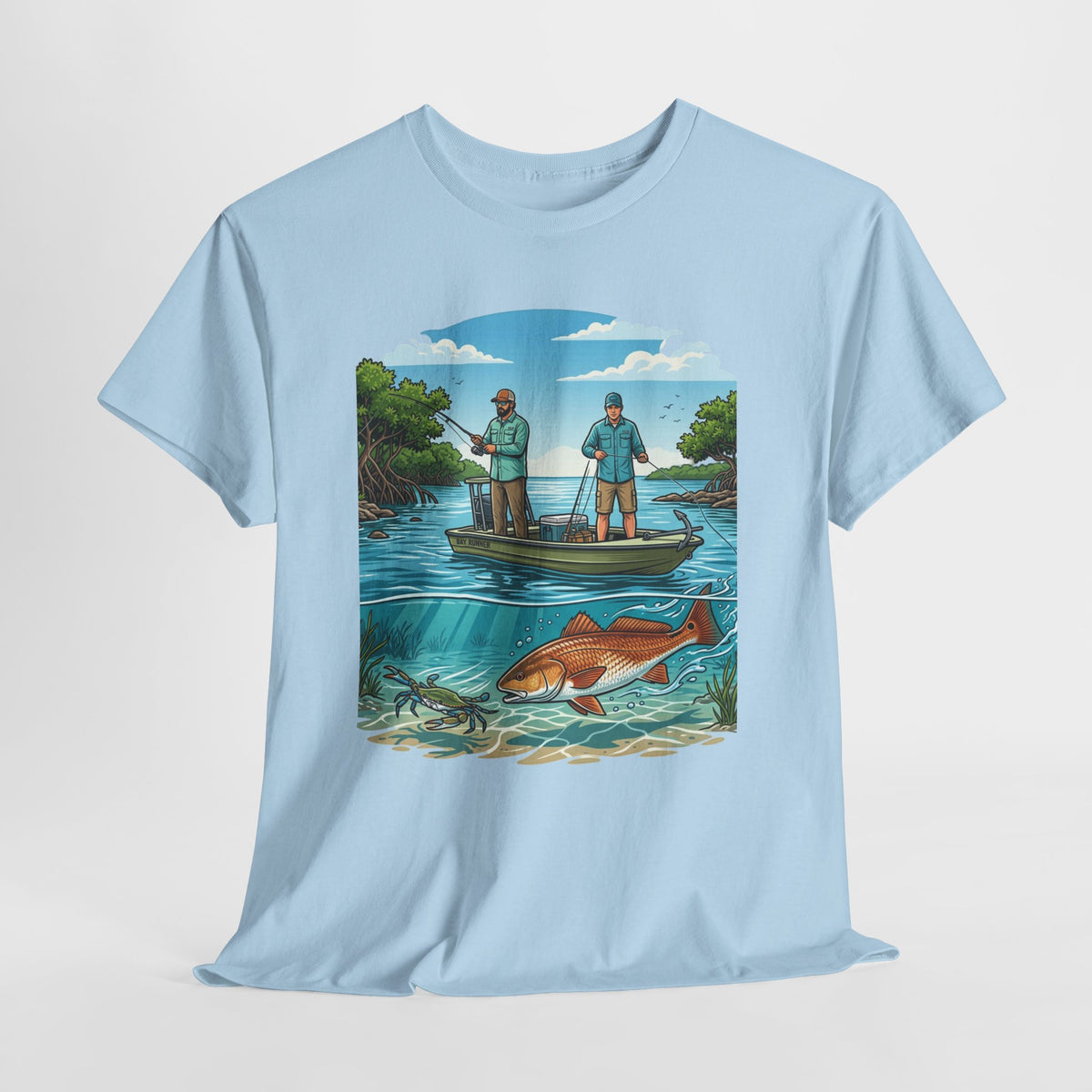Fishing Tee — "Tracking the Tide, Living the Past" Graphic Shirt