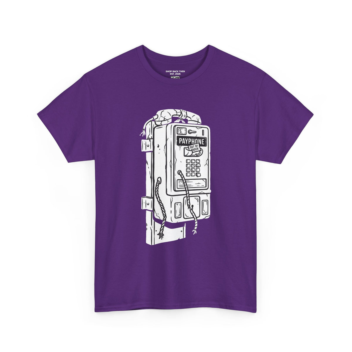 Retro Payphone T‑Shirt — "Back in the Day We Were Free Not Tracked" Vintage Camera Tee