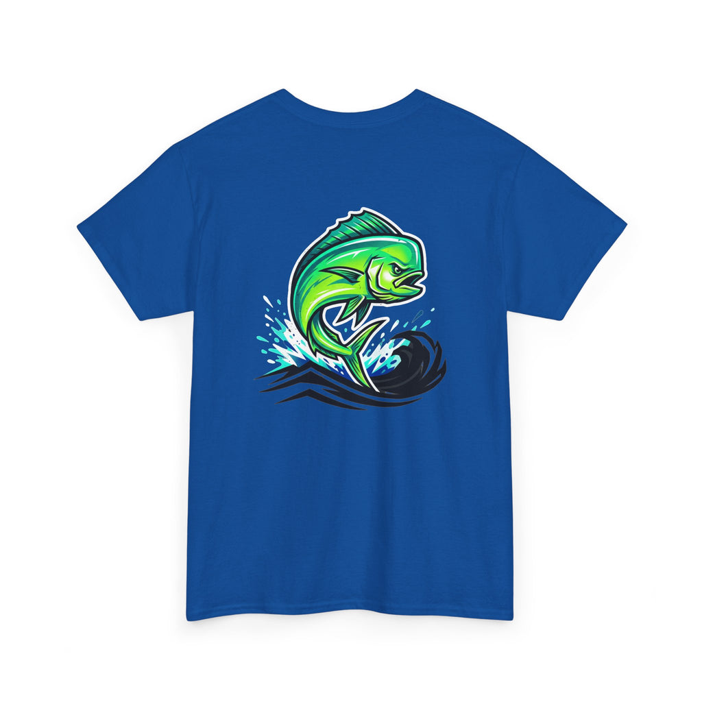 Mahi-Mahi Fishing Tee — “Salt Grit” Logo Front & Leaping Fish Back