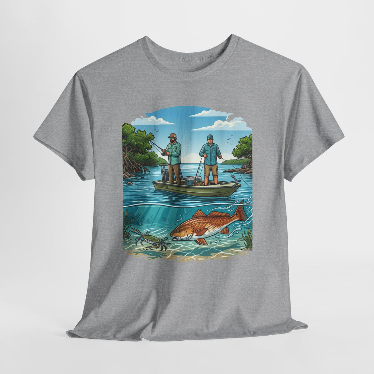 Fishing Tee — "Tracking the Tide, Living the Past" Graphic Shirt
