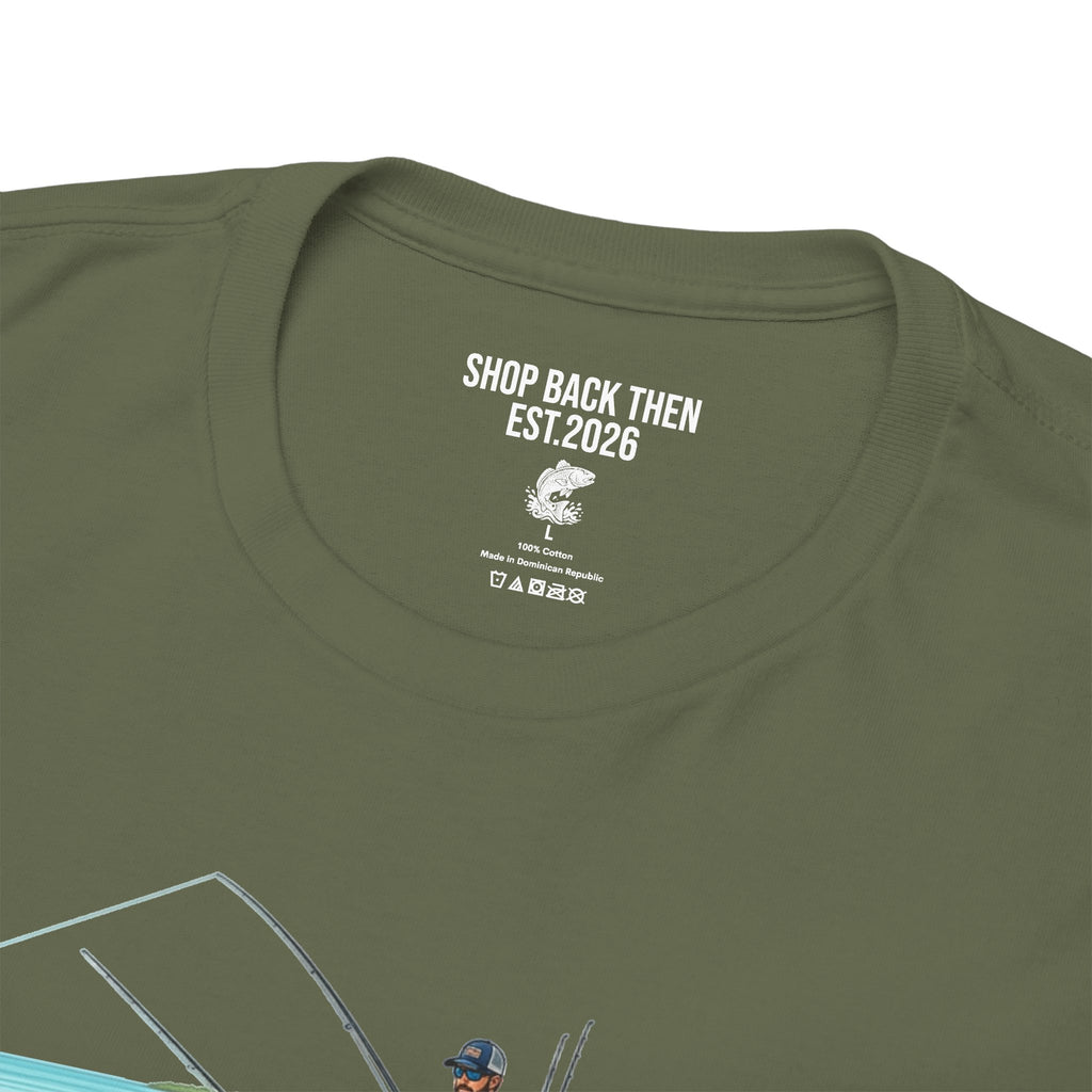 Fishing Boat Scene T‑Shirt — Vintage Underwater Trout Illustration