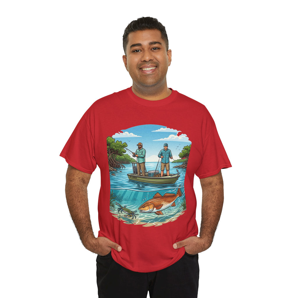 Fishing Tee — "Tracking the Tide, Living the Past" Graphic Shirt