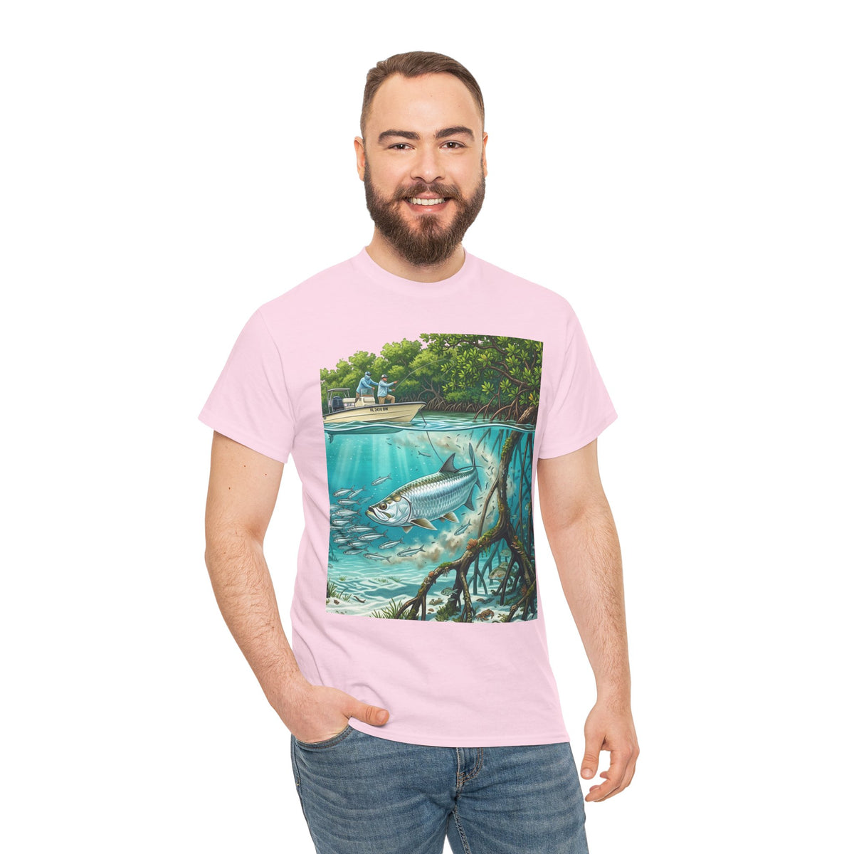 Fishing T-Shirt — "Back-Bay Rebel" Mangrove Born Graphic Tee