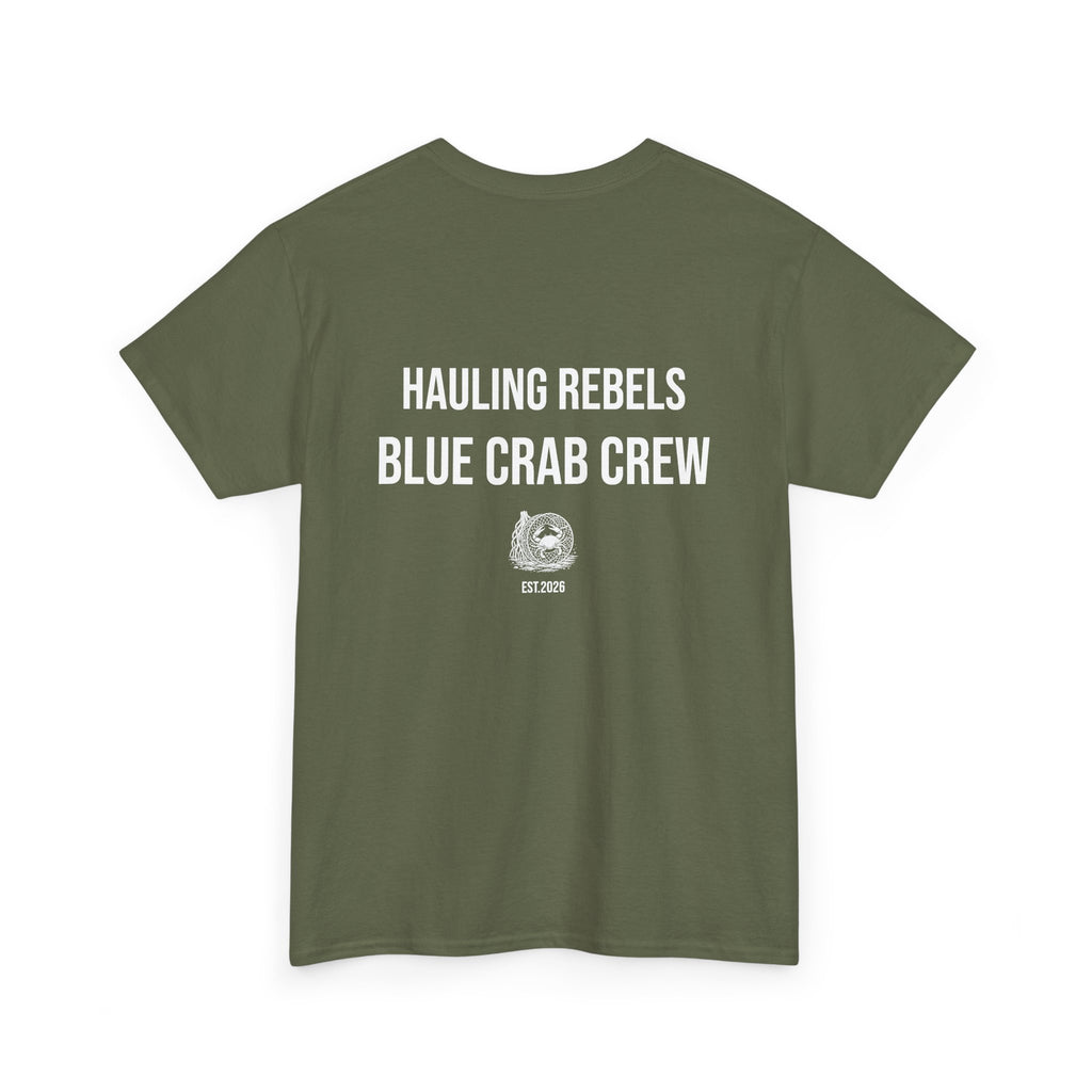 Crab Crew Graphic Tee — "Hauling Rebels Blue Crab Crew" Cotton T-Shirt